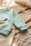 Sky Explorer 100% Cotton Baby Boy Set - Green Airplane Embroidered Sweatshirt and Beige Pants Combination - 4