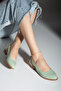 Volpen Leather Short-Heeled Shoes Mint Green - 6