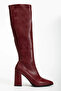 Gemma Heeled Pointed Toe Stretch Boots Burgundy - 4