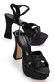 Renata Double Band Stone Platform Heeled Shoes - 2