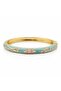 Blue Enamel Flower Patterned Stone Detailed Handcuff Bracelet Women's Bracelet - 2