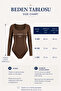 Brown Long Sleeve Square Neck Bodysuit with Snap Buttons at the Bottom - 3