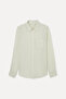 Men's Stone Color Regular Fit Long Sleeve Linen Shirt - 3