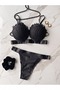 Oyster Model Supported Underwire Bra Set, Satin Detailed, Push Upp - F002 - 3