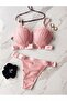 Oyster Model Supported Underwire Bra Set, Satin Detailed, Push Upp - F002 - 3