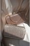 Women's Rose Gold Laser Fabric Stylish Evening Dress Clutch Bag with Extra Chain and Detachable Handle - 6