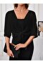 Women's Three Quarter Sleeve Front Tie Short Chiffon Bolero Jacket