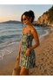 Women's Patterned Woven Dress with Straps and Pockets - 3