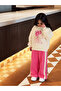 My Little One's Cicileri Knitted Floral Patterned Girl's Loose Pants Set - Fuchsia - 3