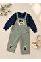 Boy's Teddy Bear Embroidered Gabardine Salopet Set – 2-Piece Set with Long Sleeve Sweatshirt - 5