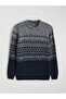 Crew Neck Patterned Men's Knitwear Sweater - 5