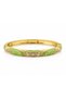 Vip Green Enamel Stone Detailed Gold Color Handcuff Bracelet - 3