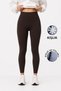 Women's Brown Winter Fleece Inside High Waist Gathering Corset Interlock Steel Knitted Leggings - 4