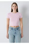 Pink Basic Crop T-Shirt Crop / Short Cut 1600814-91501 - 4