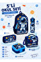Navy Blue Astronaut Patterned 5-Piece School Bag Set Backpack Pen Holder Lunch Box Thermos