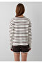 91 Patch Detailed Striped Long Sleeve T-Shirt Loose Fit / Comfortable Loose Cut 1614171-91653 - 5