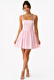 Premium Pink Floral Lace A-Line Mini Dress with Adjustable Waist Strap and Elastic Back - 2