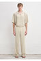 Linen Blend Beige Trousers 0010636-70182 - 4