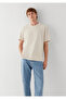 Beige Basic T-Shirt Loose Fit / Comfortable Loose Cut 0613624-70144 - 3