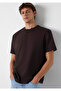 Label Detailed Brown Basic T-Shirt Loose Fit / Comfortable Cut 0611824-70240