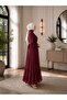 Chiffon Pleated Dress Bordo - 3
