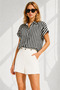 Women's Striped Black Striped Bat Woven Viscose Shirt Gml-19001360