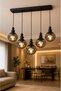 Snowman 5-In-A-Row ✨   Black Body with Smoked Glop Glass ✨ Ceiling Mounted Living Room Chandelier Glass Chandelier ✨   Modern Chandelier Models Lighting Ceiling Lighting Dining Table Top Chandelier Lighting