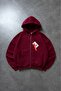 Burgundy Boxy Crop Men's Jacket Zip Hoodie