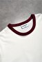 Essential Claret Red Contrast Slim Fit White Men's T-Shirt - 6