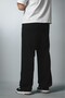 Black Raw Wide Leg Men's Sweatpants with Stopper Summer Sweatpants - 4