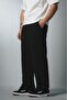 Black Raw Wide Leg Men's Sweatpants with Stopper Summer Sweatpants - 2