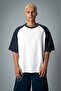 Crupt Oversize Navy Blue Raglan White Men's T-Shirt