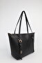Women's Black Ring Charm Detailed Zippered Shoulder Bag En42 Size27 Sofia - 4