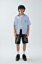 Blue Striped Cotton Oversize Men's Shirt - 5