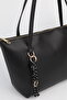 Women's Black Ring Charm Detailed Zippered Shoulder Bag En42 Size27 Sofia - 6