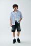Blue Striped Cotton Oversize Men's Shirt - 3