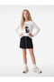 Cat Printed Sequined Short Sleeve Crew Neck Cotton T-Shirt