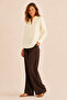 Women's Pastel Yellow V-Neck Long Sleeve Comfortable Fit Blouse - - 3