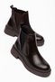 Alba Women's Brown Shiny Leather Stone Detailed Daily Thick Soled Boots - 2