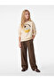 Cat Printed Long Sleeve Crew Neck Raised Sweatshirt