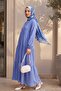 Dress with Partial Button Detail - Blue - 5