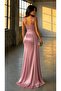 Dried Rose Heart Neck Off-Shoulder Strap Glop Slit Fish Long Maxi Satin Fabric Evening Dress 582 - 5