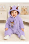 Sweet Deer Embroidered Welsoft Plush Hooded Zippered Winter Unisex Baby Romper - 3