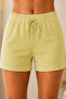 Stretchy Ribbed Cotton Lycra Camisole Women's Shorts - Lemon Yellow - 2