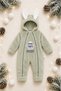 Sweet Rabbit Embroidered Welsoft Plush Hooded Zippered Winter Unisex Baby Romper - 6