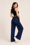 Women's Navy Blue High Waist Pants - 3