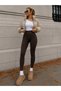 Women's Brown High Waist Gathering Corset Interlock Steel Knitted Leggings Does Not Show Underwear - 5