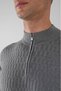 Anthracite Half-Zip Full Jacquard Wool Men's Knitwear - 3