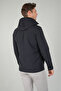 Navy Blue Casual Hooded Coat - 3