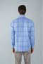 Long Sleeve Pasha Collar Pocketless Blue Cotton Men's Shirt - 2